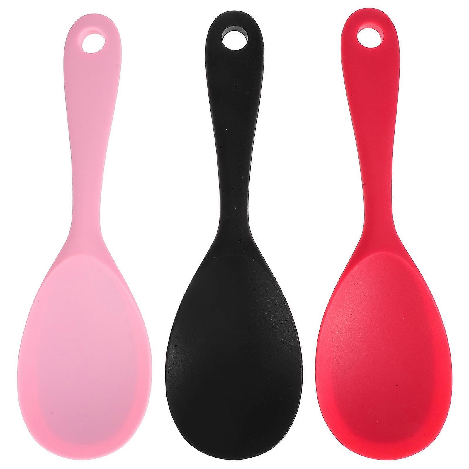 Rice Spatula Spoon Non Stick Silicone Heat Resistant Serving Paddle 3Pcs Kitchen Tool For Household Use