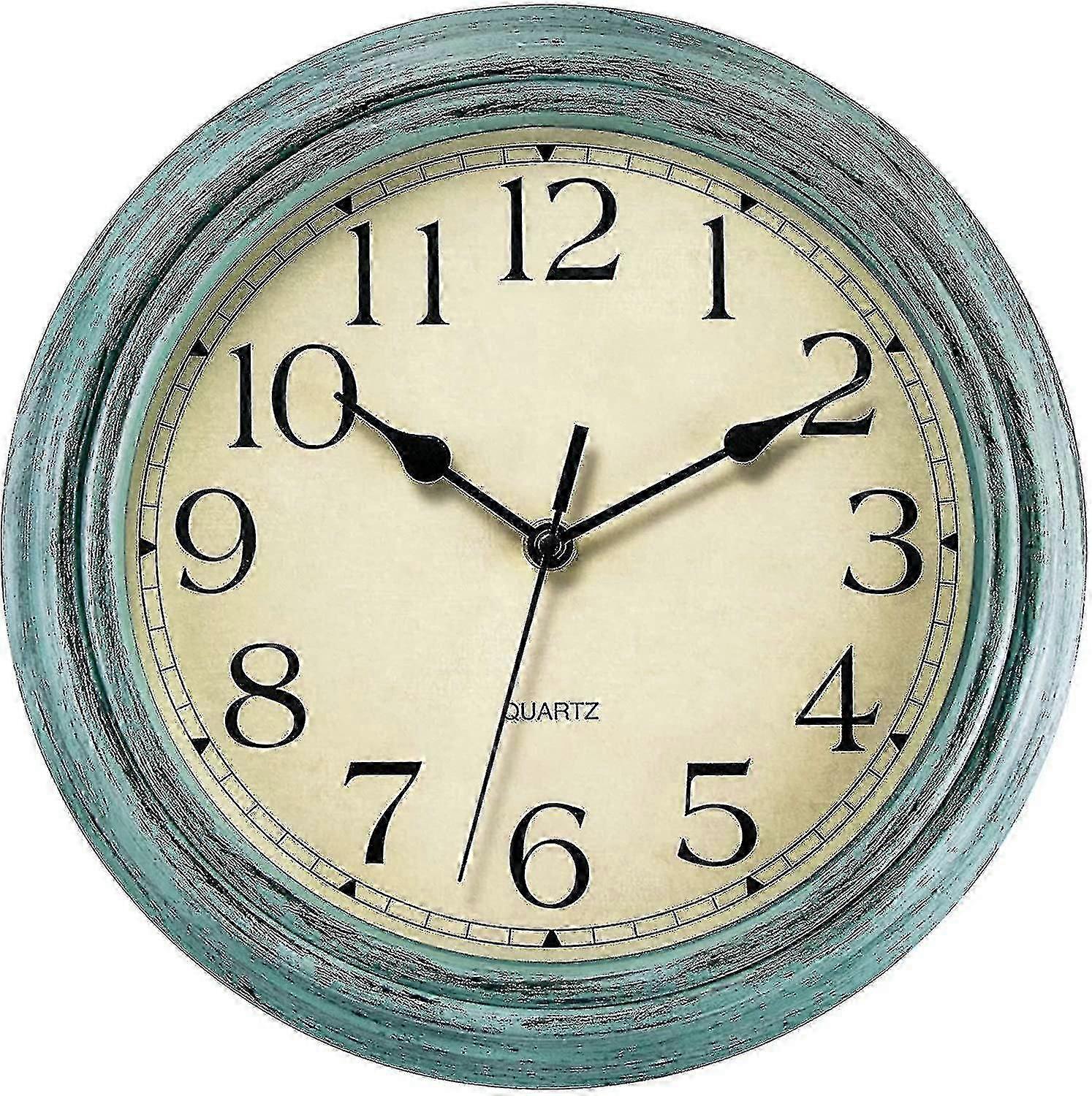 12 Inch Silent No Tick Round Wall Clock - Vintage Retro Quartz Design