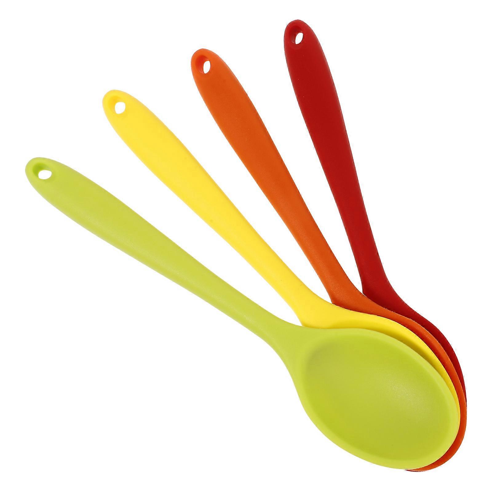 Nonstick Silicone Spoons for Cooking and Baking Ergonomic Design 4Pcs
