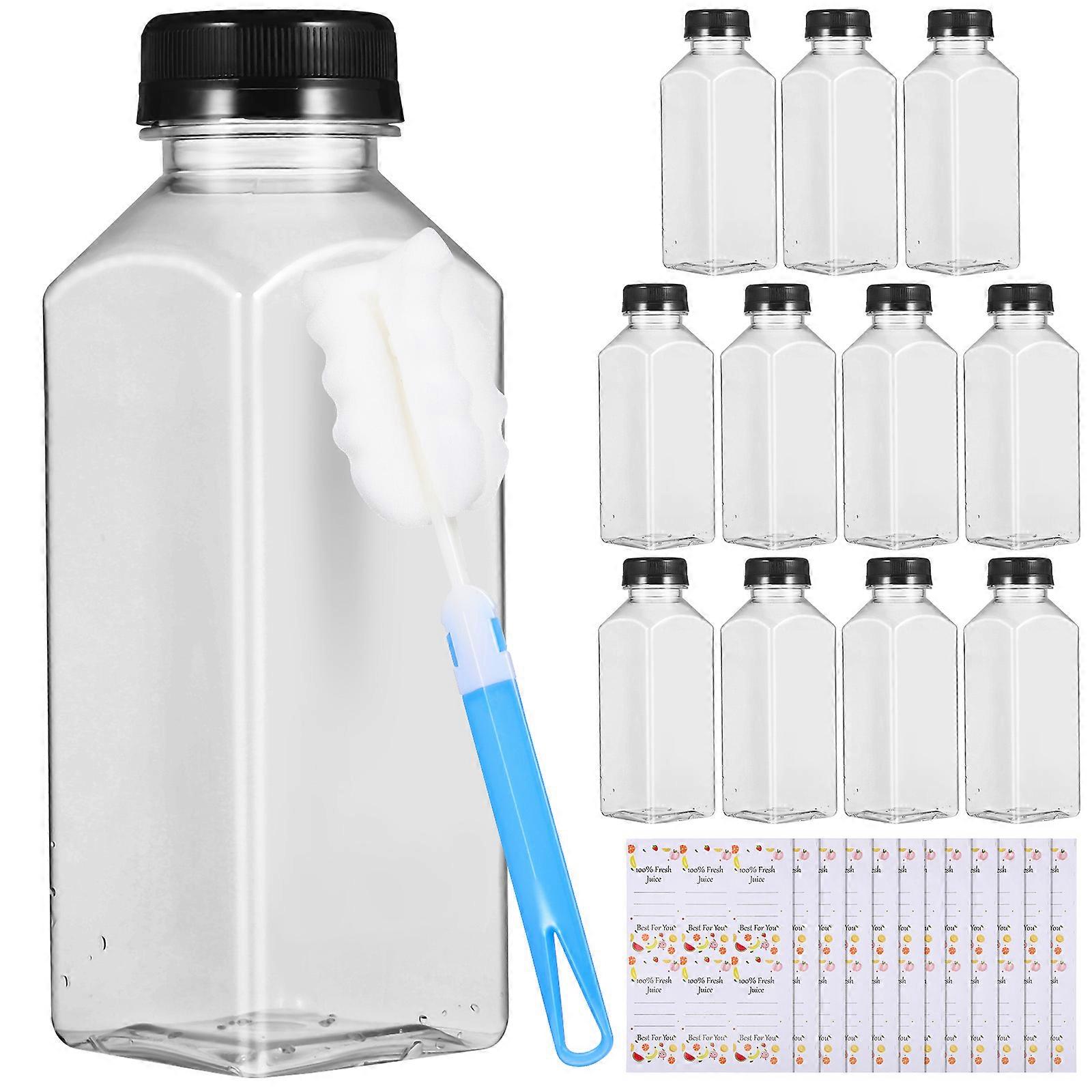 Reusable Juice Bottles Clear Beverage Containers For Trip With Stickers 1Set