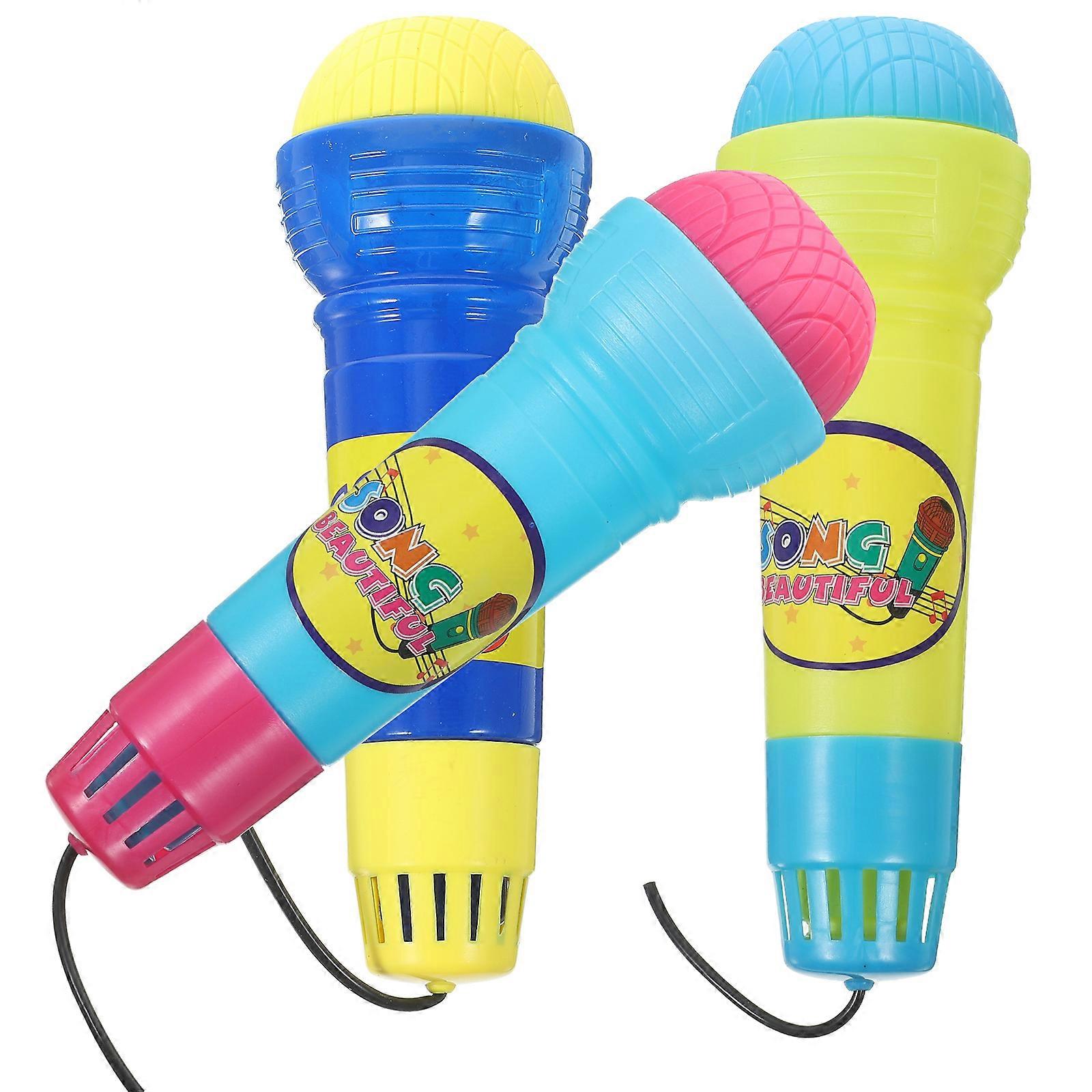 3pcs Plastic Echo Microphone Lightweight Simulated Party Props Safe Playthings for Birthday Camping Karaoke Fun Random Color