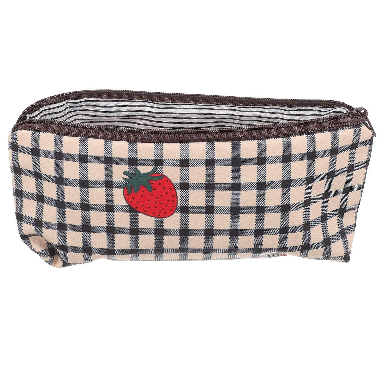 Multi Layer Cute Pencil Case Strawberry Pen Bag School Accessory Storage Teachers 20.5x11cm Rectangular Practical Design 1Pack