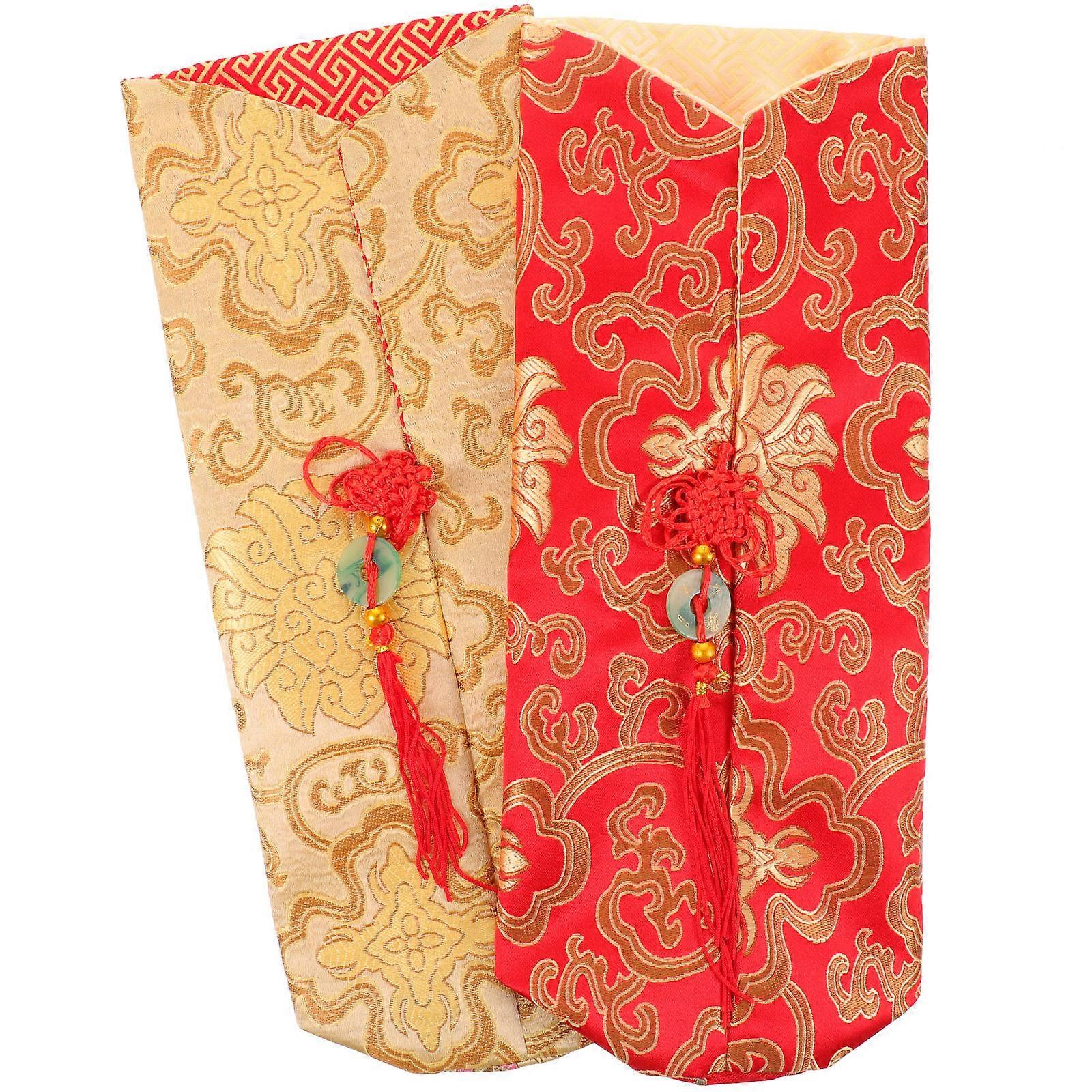 Cover Creative Chinese Style Decorative Red for New Year Party Size 28X10cm Reusable 2Set