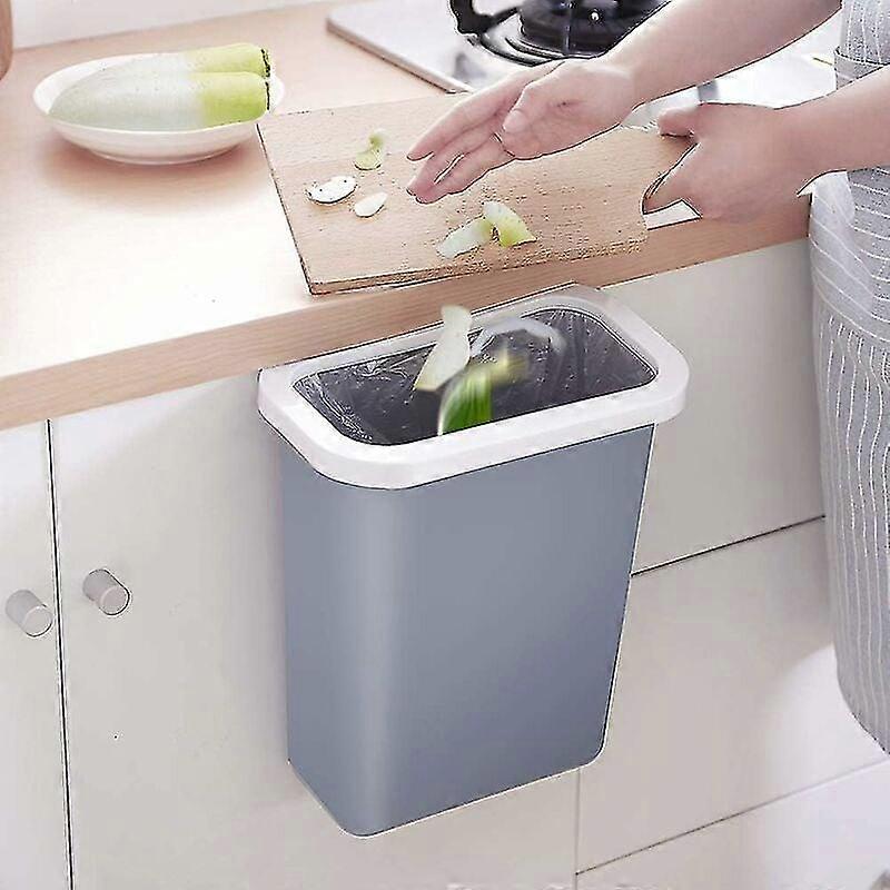 10L Wall Mounted Trash Can for Car Home Office Kitchen Can (Grey)