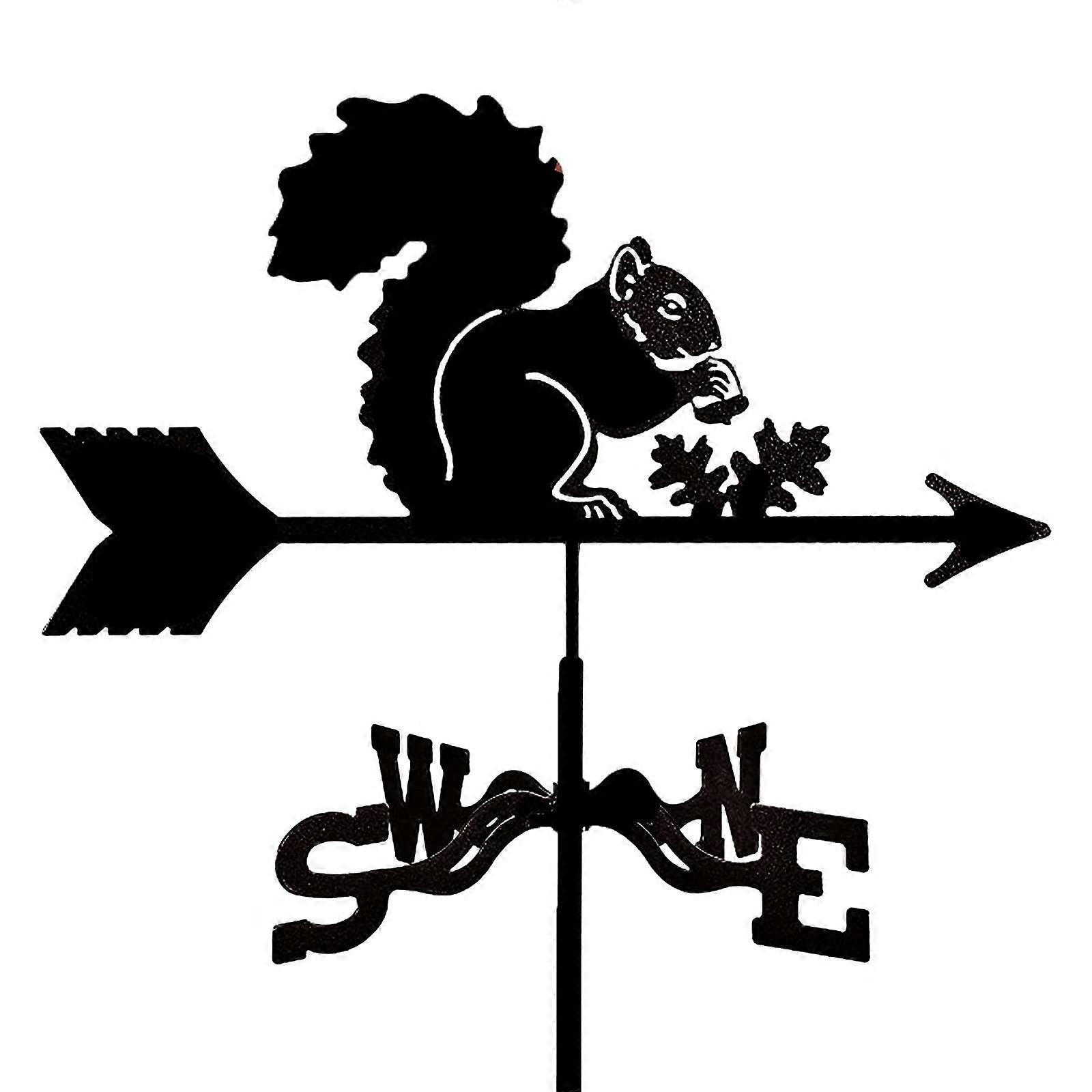 Weather vane for the yard, wind direction indicator, squirrel, garden with roof mounting, metal decorations