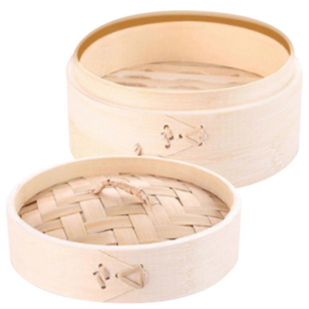 キッチン用小型竹スチーマーバスケットラウンドベージュ5.1X5.1X3.9in蒸し1セット