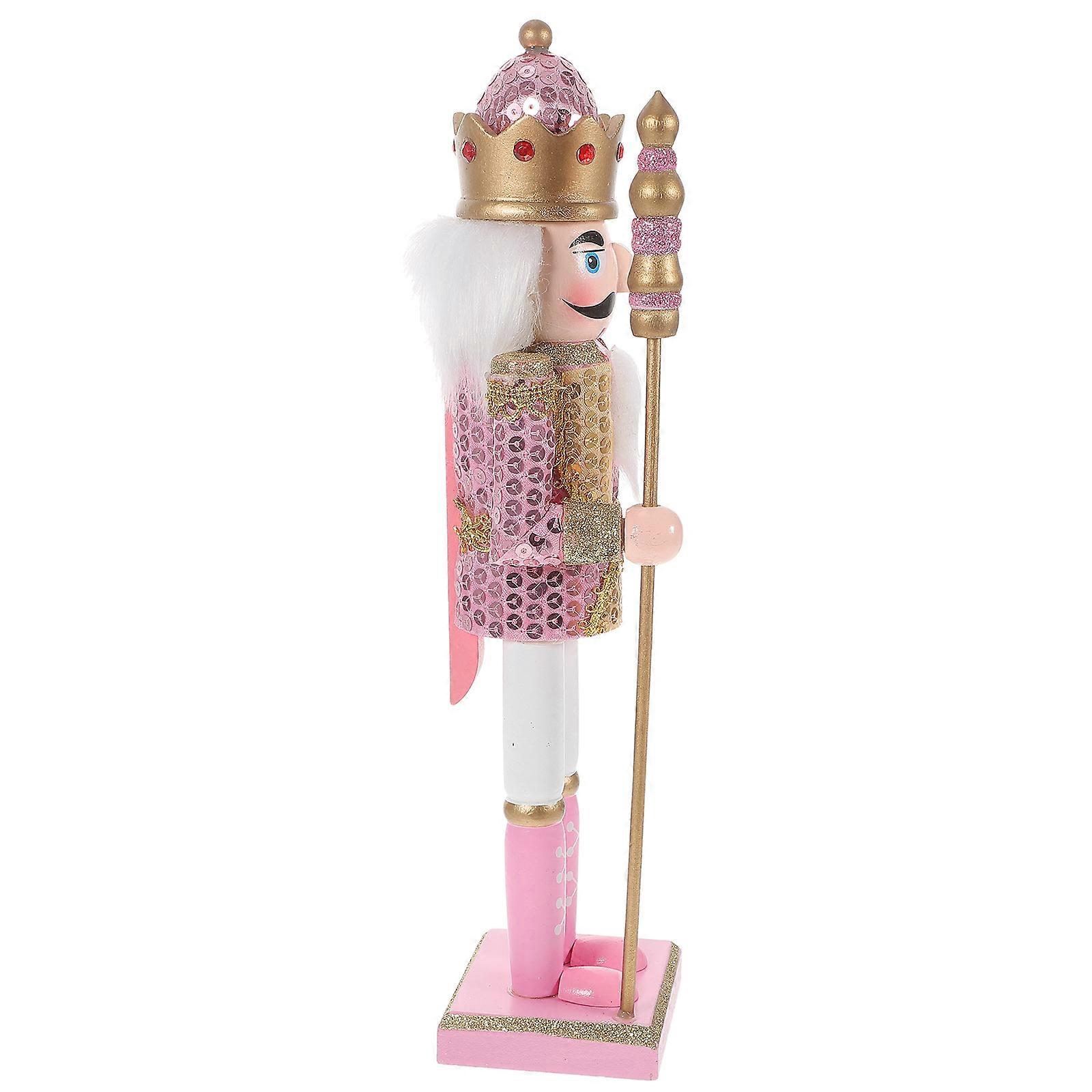 Nutcracker Statue Christmas Nutcracker Decor Pink 30.00X7.50X7.50CM Nutcracker Soldier Shape 1Pcs