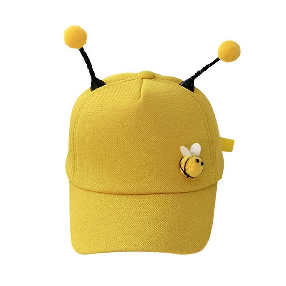 Kids Sunshade Hat Yellow Mesh Peaked Shape Adjustable Antenna 1Pack