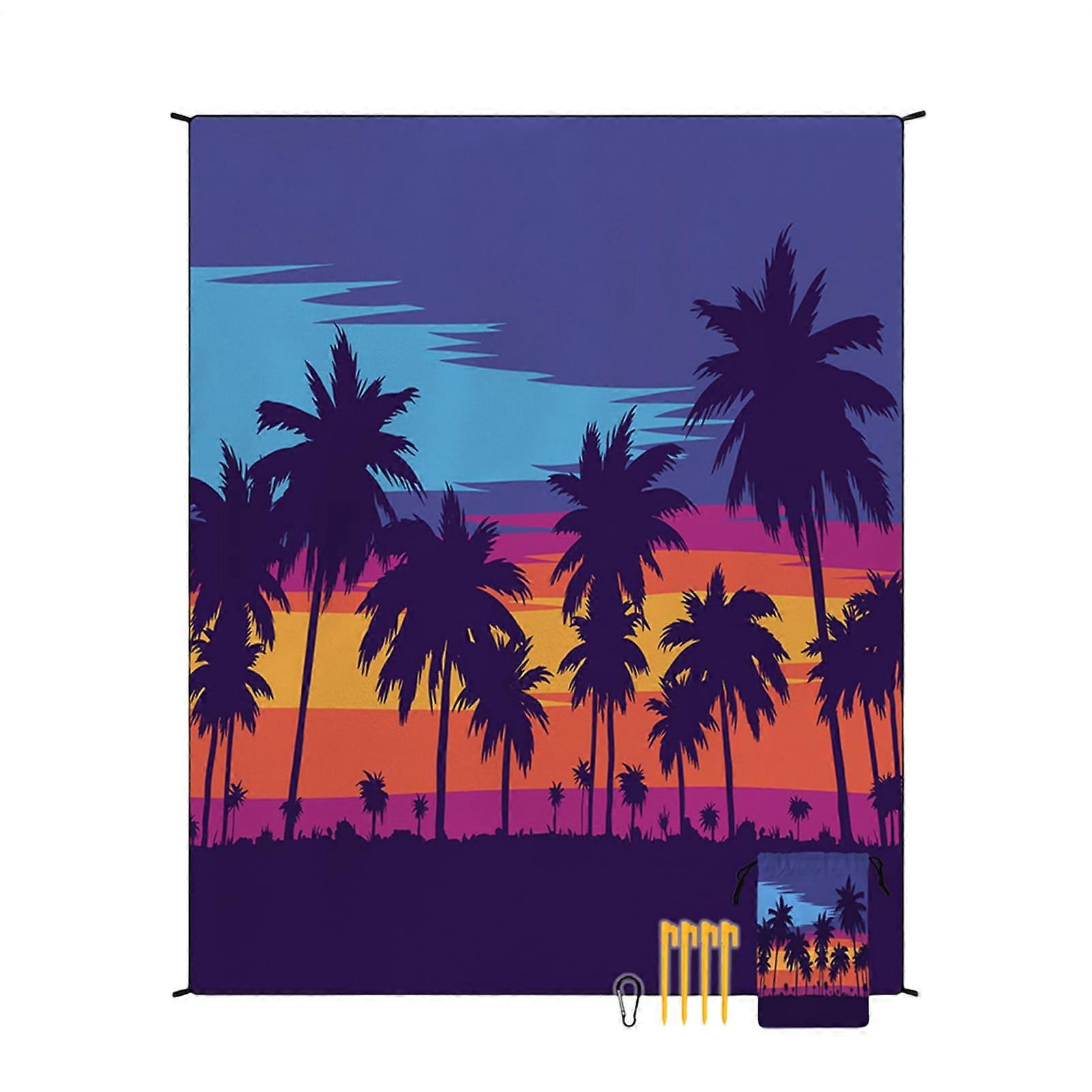Waterproof Picnic Blanket 220 x 180 cm Lightweight Camping Mat with Windproof Floor, 4 Corner Pockets and 4 Pegs