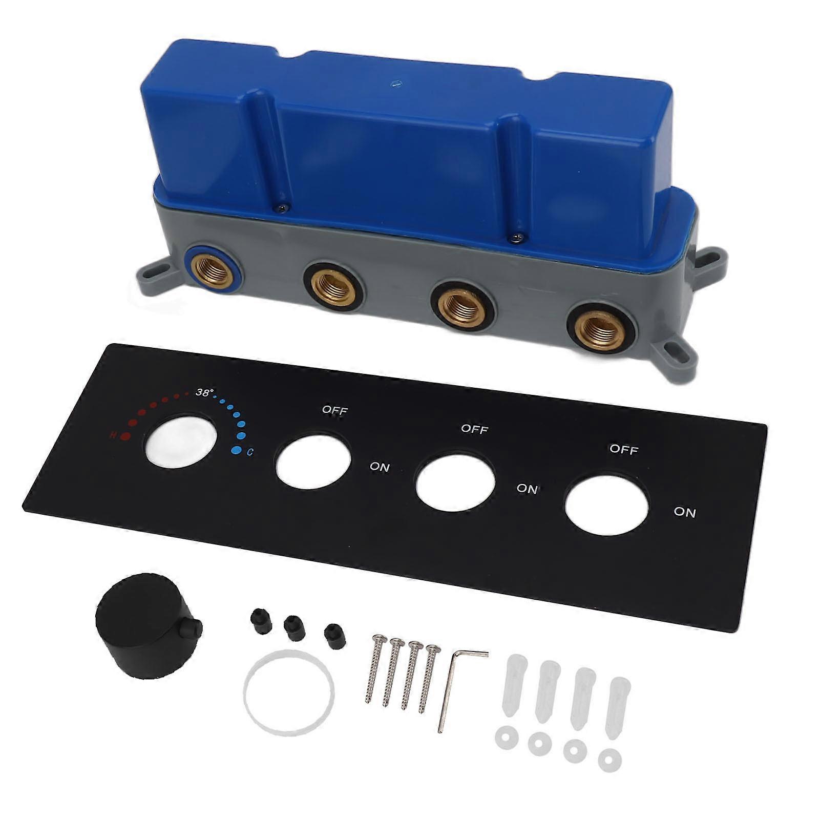 Shower Diverter Valve Kit, Concealed Thermostatic Mixer, Brass 3-Way Valve with 4 Round Knobs