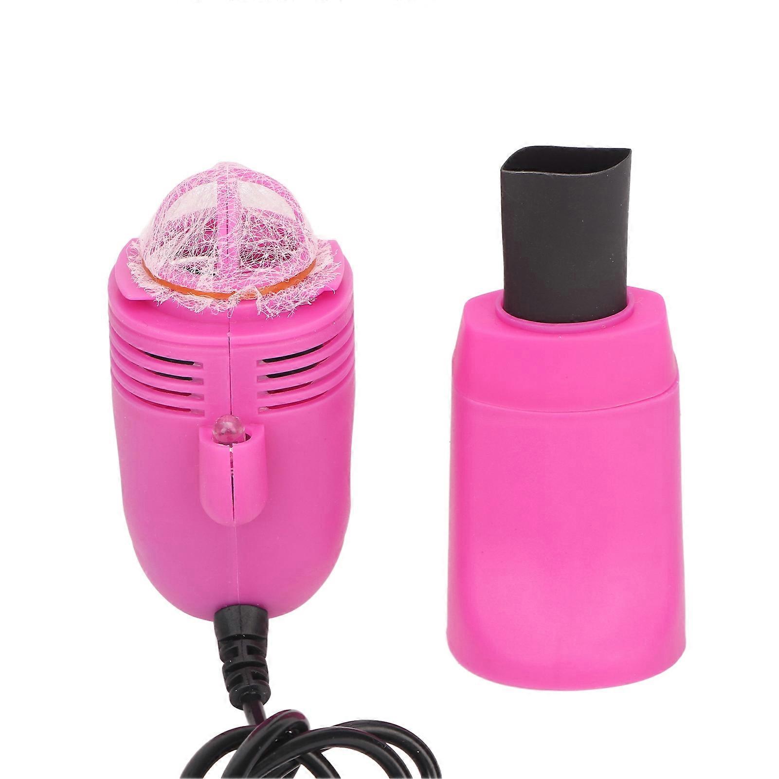 Mini Portable Keyboard Vacuum Cleaner Large Suction USB Mini Vacuum Cleaner for Nail Art Computer Rose Red
