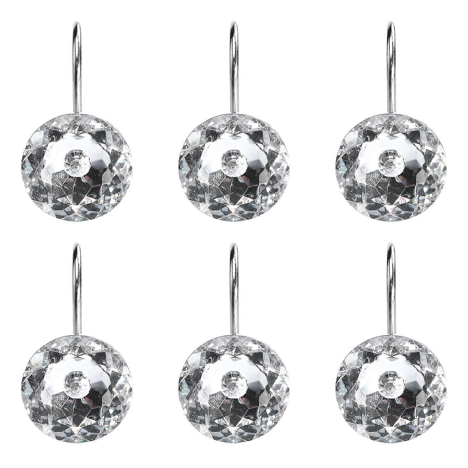 12pcs Transparent Acrylic Rhinestone Shower Curtain Hooks for Home Decorations Save Space and Easy
