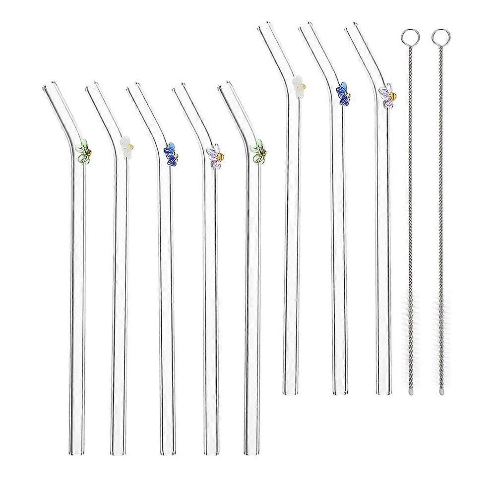 Water Straw Beverage Drinking Straws for Party Elegant Round Glass 1 Set