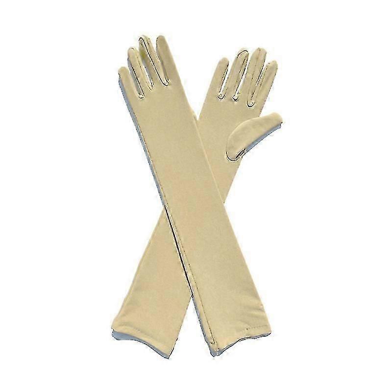 1 Pair Long Gloves Solid Color Super Soft High Elastic Friendly to Skin Fade-Resistant Decorative Mi