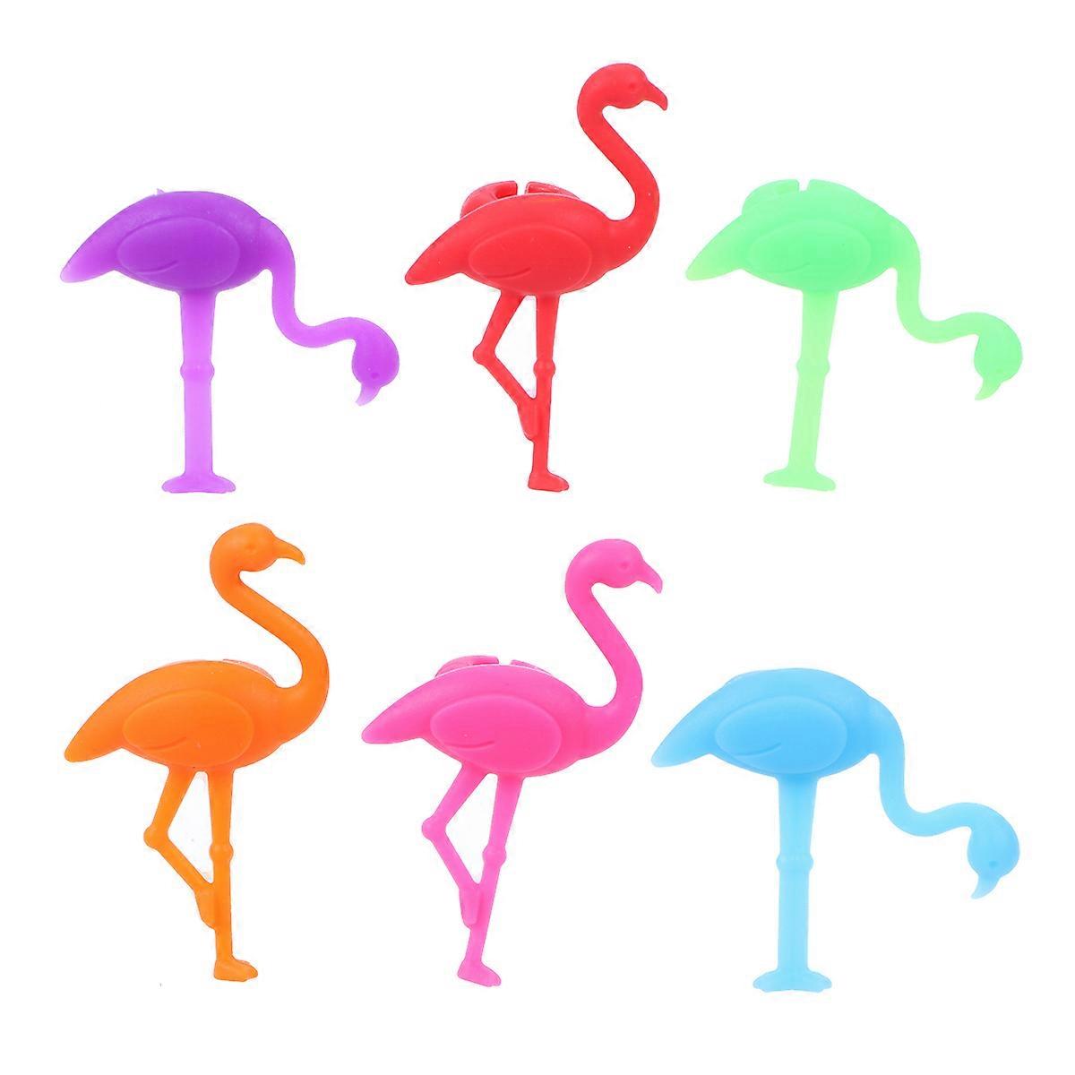 Marker Glass Marker Flamingo Shape Party Attendees Assorted Color 5.5x3.5x2.3cm Identify Glasses 6Pcs