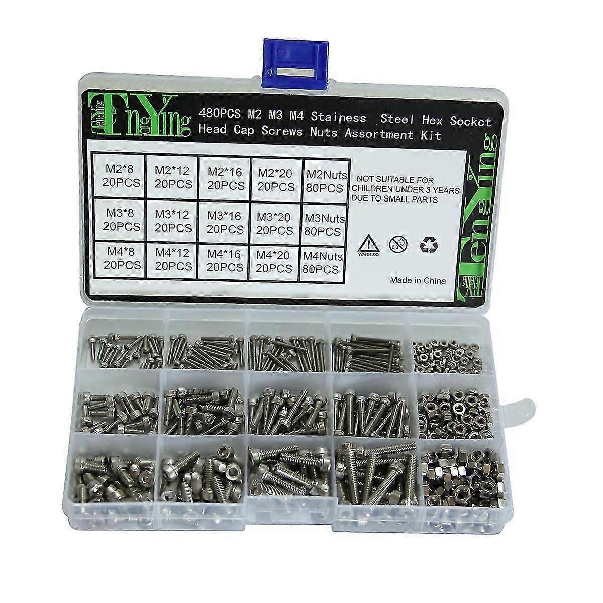 480 Pcs Metric Bolts Hex Socket Head Screws Nuts Hex Head Screw Socket Screw Hex Screw