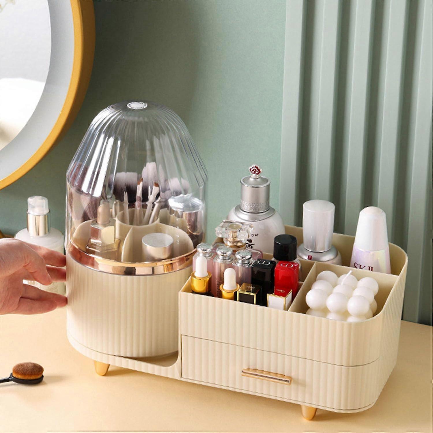360° Rotating Makeup Organizer for Dressing Table - Multifunctional Cosmetic Storage for Bathroom & Bedroom, Space-Saving Design