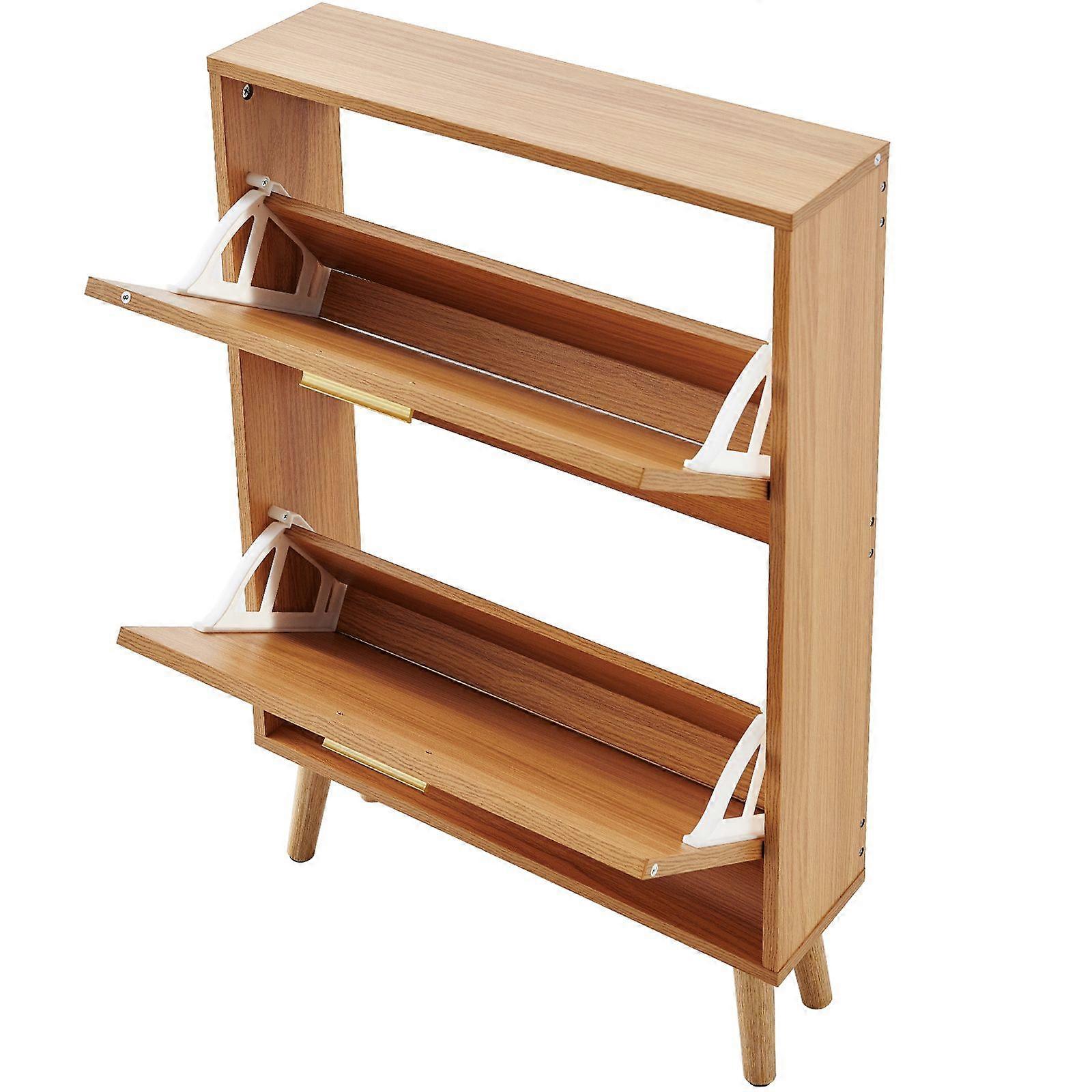 Armoire à chaussures avec 2 tiroirs rabattables, 20-28 pouces, avec portes en rotin pour talons, bottes, pantoufles dans le couloir, salon