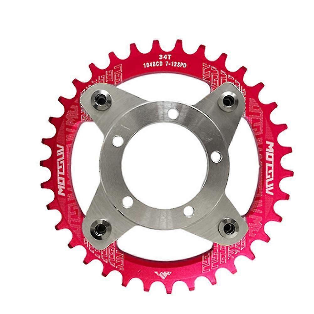 Motsuv E-Bike Crankset 104bcd 34t Chainring Adapter Kit Red