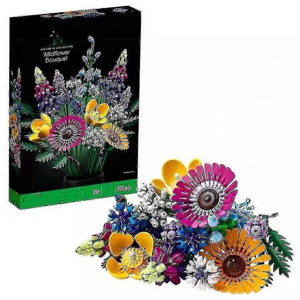 Building Block Flowers and Lavender Wildflower Bouquet Unique Home Decor for Valentine's Day