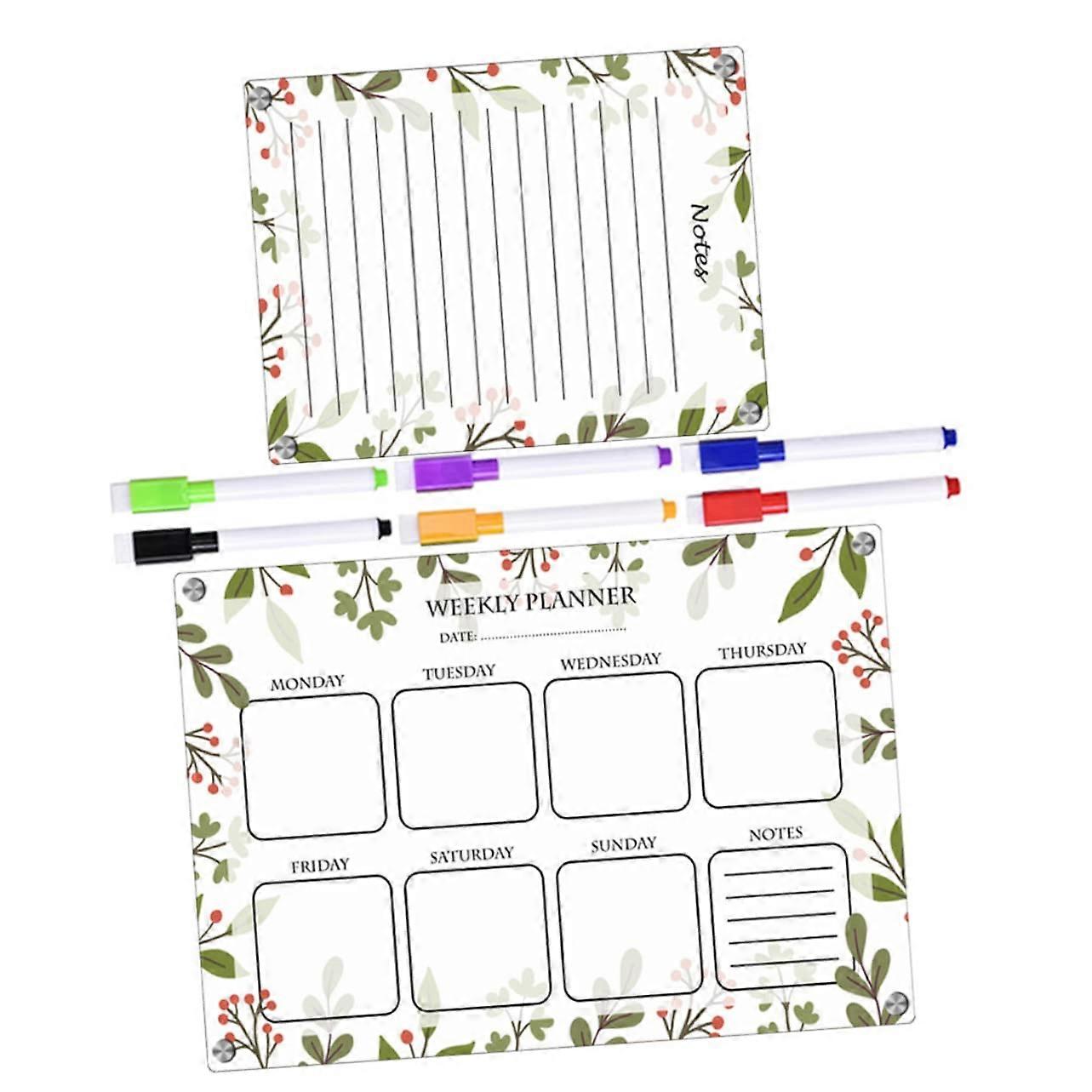 Magnetic Board with Markers, Wipeable Planning Board for Refrigerator