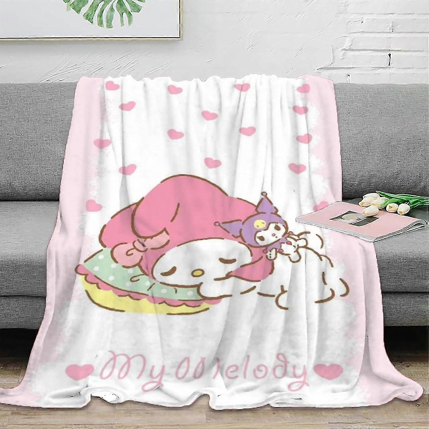 Warm Blanket with My Melody Patterns - 3D Printed Flannel Fleece Throw for Children and Adults