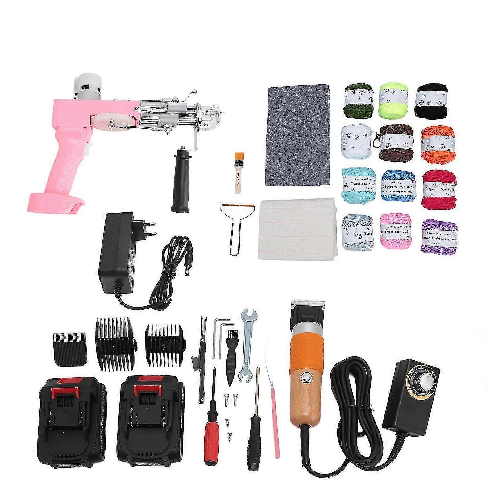 Tapis Tufting Starter Kit Machine à touffeter sans fil alimentée par batterie pour l’artisanat domestique Tissage de tapis 100240v Eu Plug