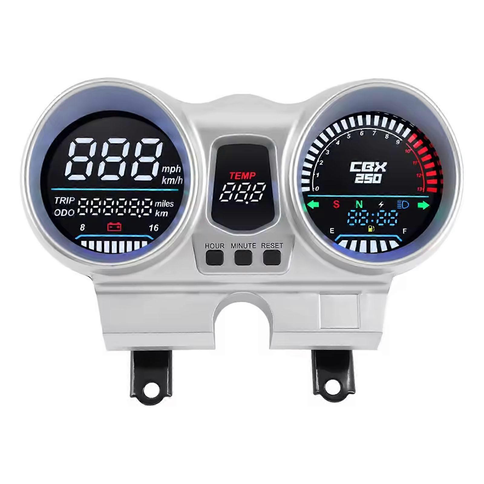 Multifunctional Clear Large Display Motorcycle Dashboard with Speedometer Gauge 12V Accurate Readings for CBX250 CBF250