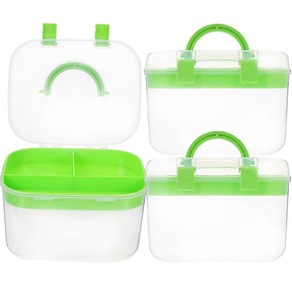 Small Makeup Box Portable Medicine Case Classifying Safety Clasp For Travel Green 6.68X5.70X4.72in 3Pack