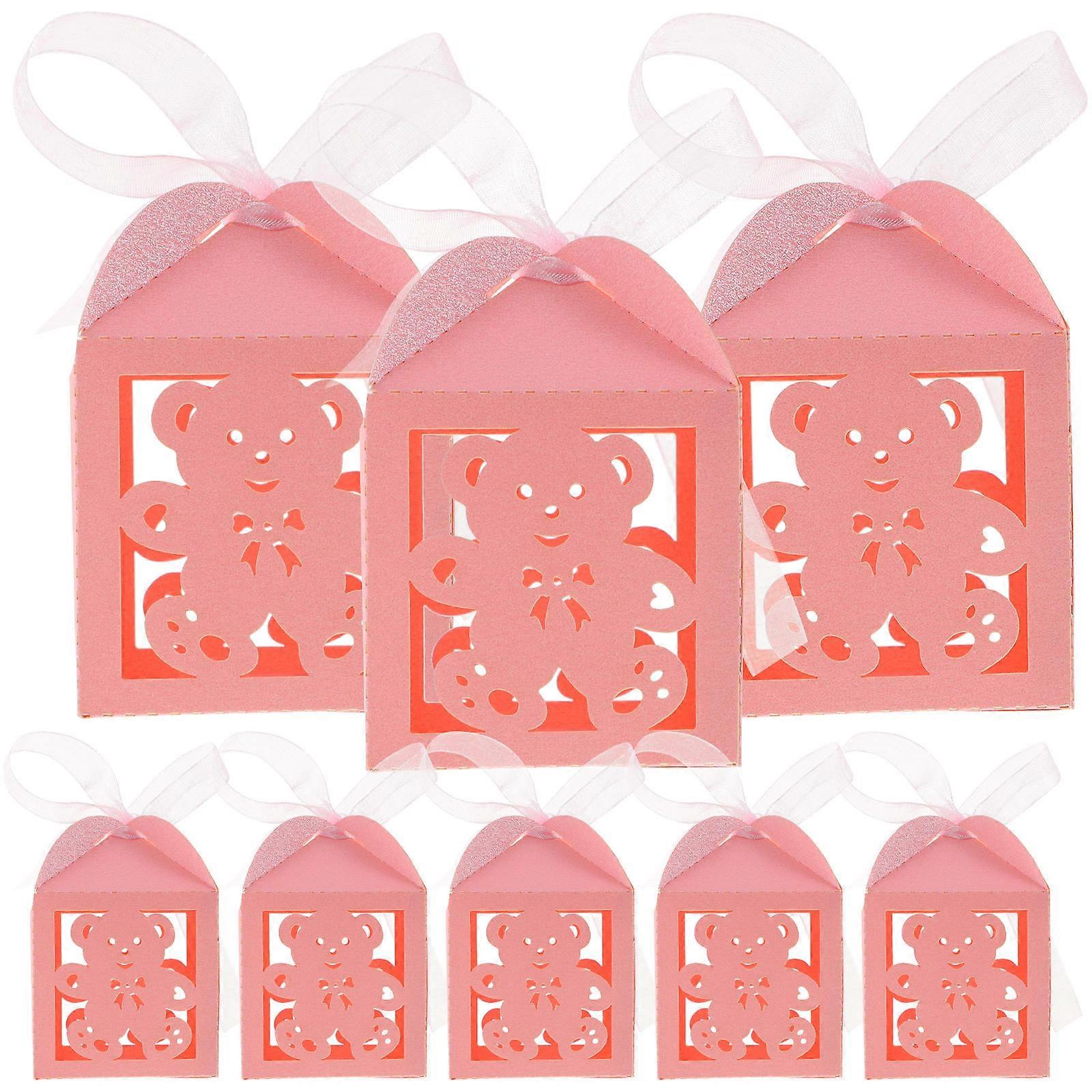 Candy Boxes Bear Shaped Pink 8X5X5CM Wedding Baptism Celebration Decorative Favor 50Pcs
