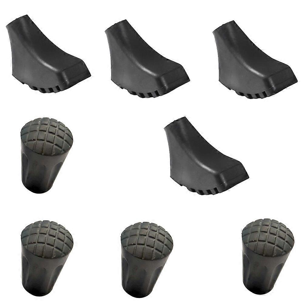 Trekking Poles Accessories Protectors Climbing Walking Assistance Plastic Black 3.5X2.4Cm 8Pcs