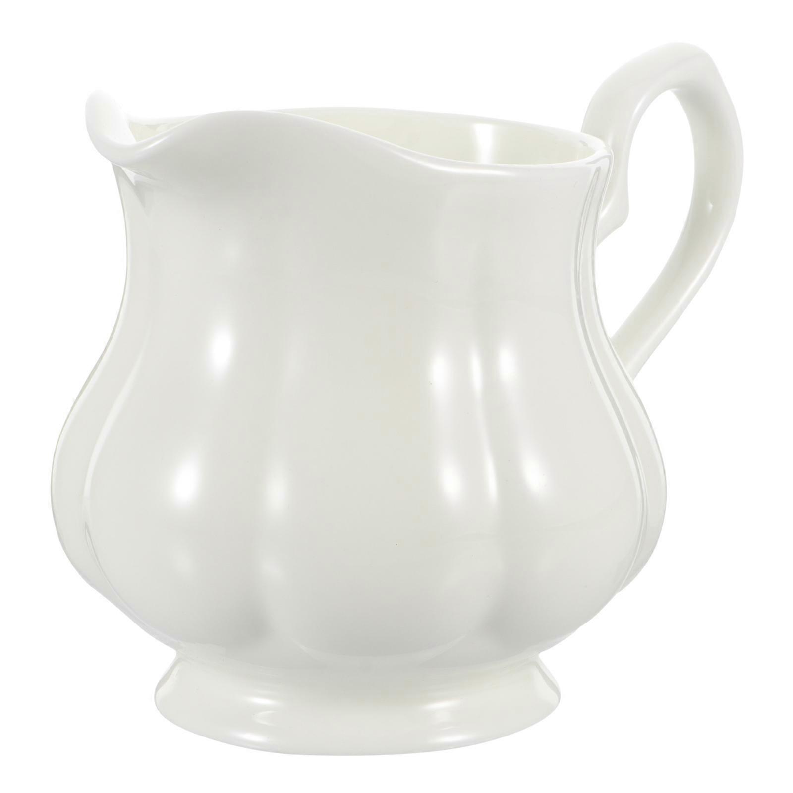 Smooth White Ceramic Pitcher for Milk & Syrup Elegant Porcelain Jug for Coffee Shops, Restaurants & Home Use Easy to Clean Kitchen Essential