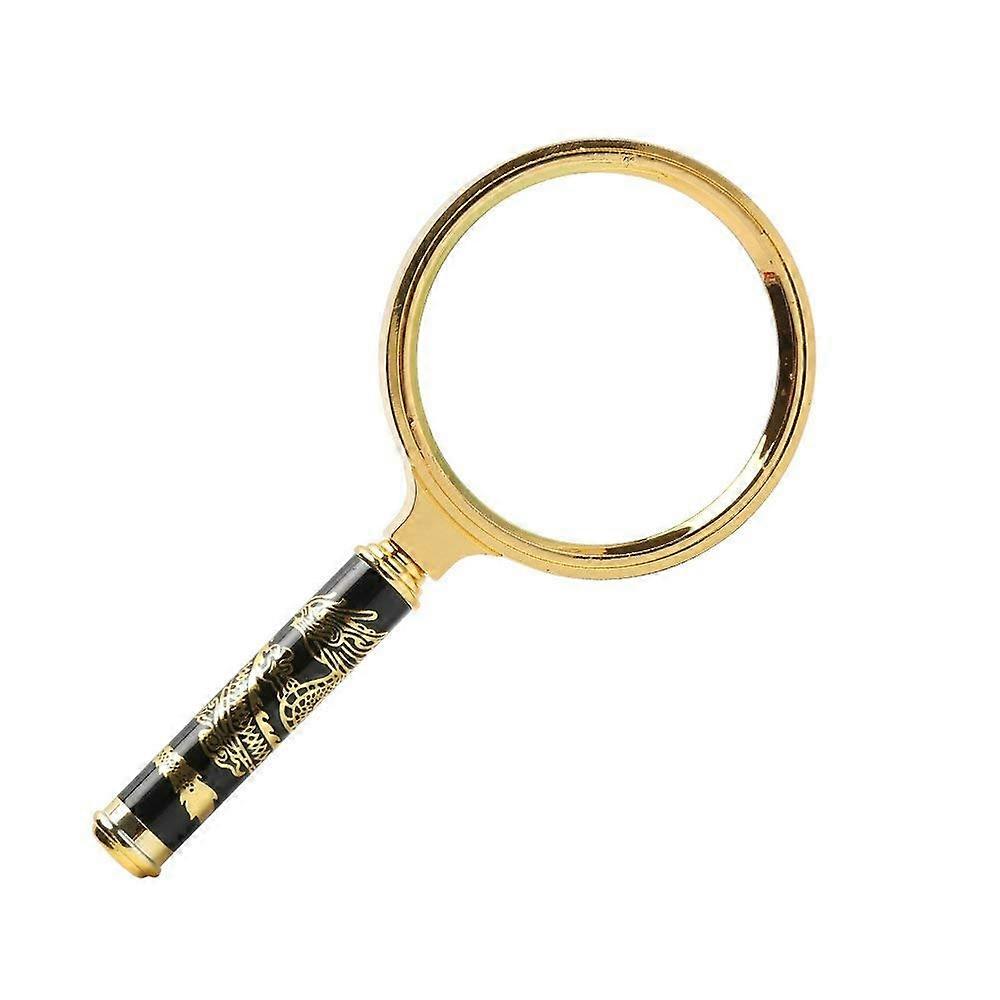 Educational Hobby Magnifiers, 80mm Handheld Magnifier with Wooden Handle, 10X Gold, Maximum Size, Lighting, Reading Aids, Magnifiers