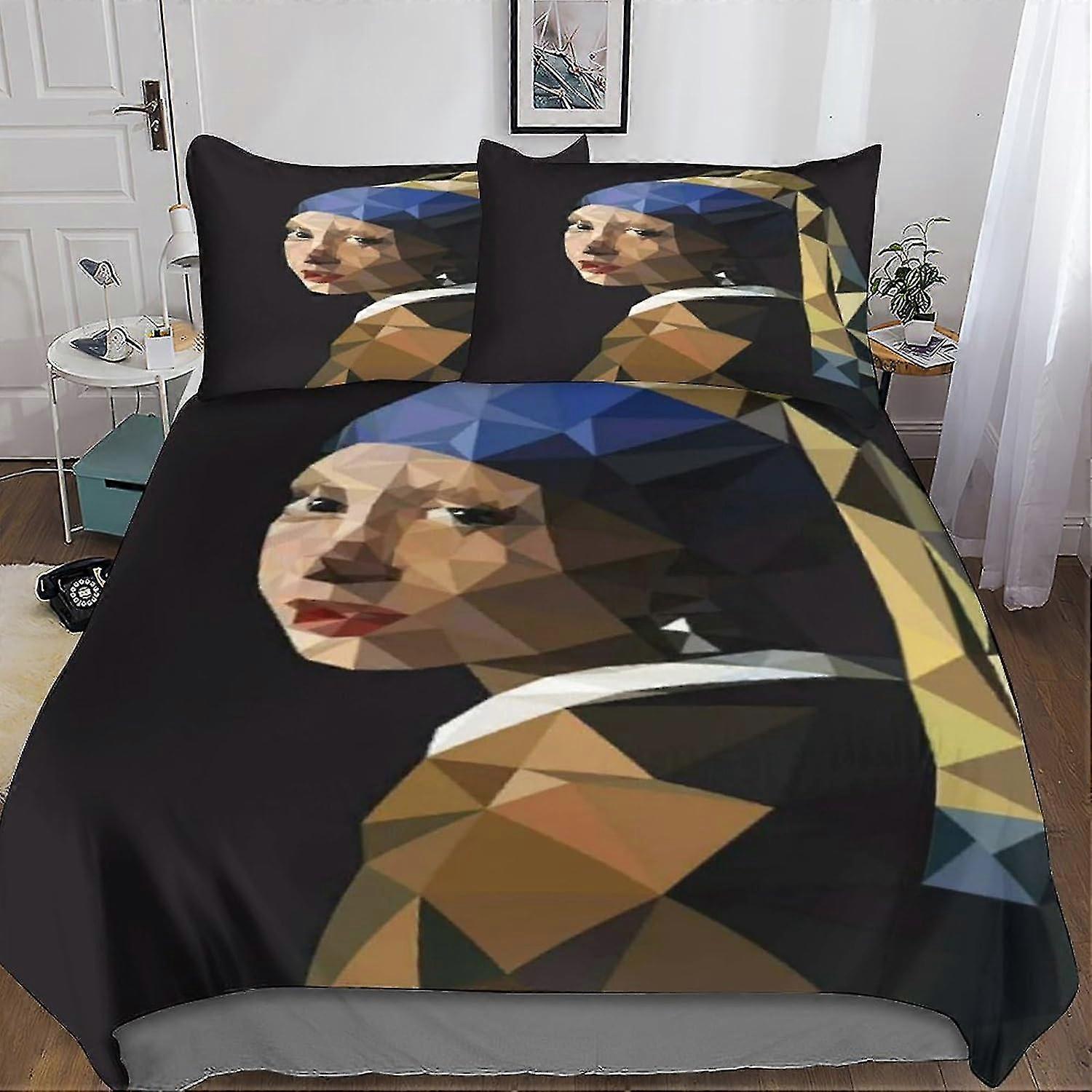 Geometric Patterns Quilt Cover Bedding Set for Teens with 2 Pillow Cases