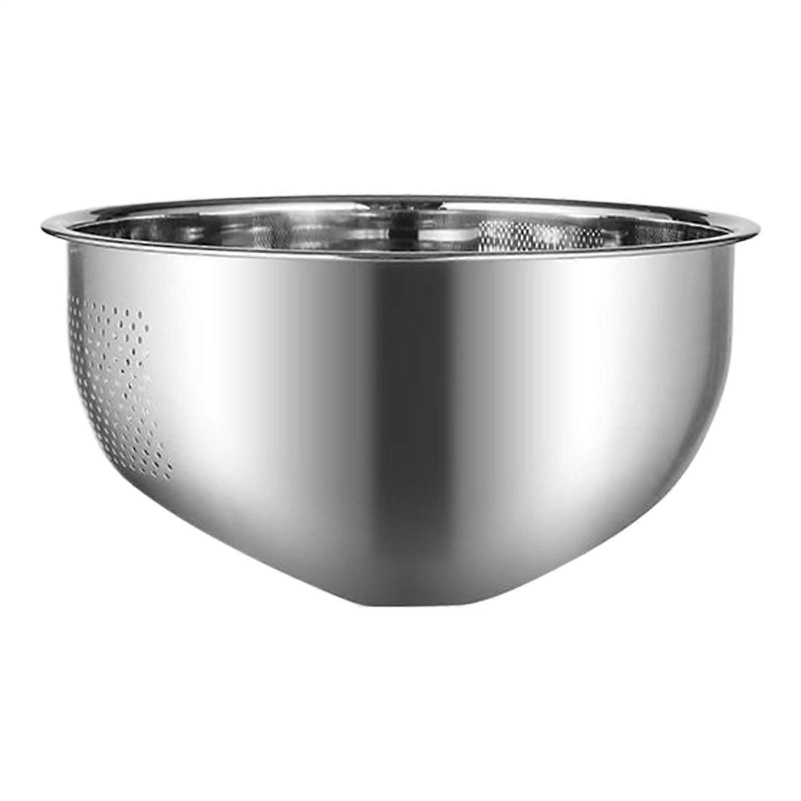 Finemesh colander – inclined stainless steel base for washing and draining – kitchen utensil for cooking, straining pasta, and silverware.