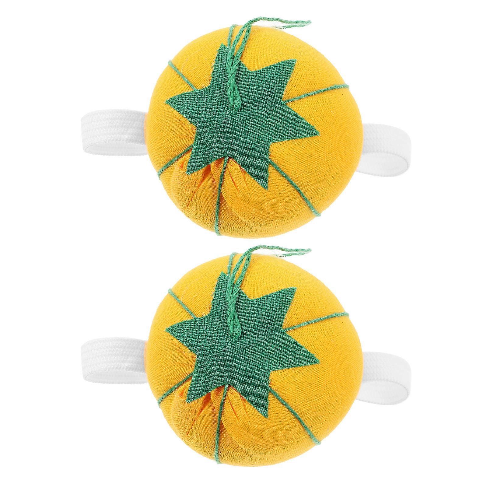 Embroidery Needles Pillow Pumpkin Shaped Pin Cushion Durable Cotton For Daily Use 2Pcs