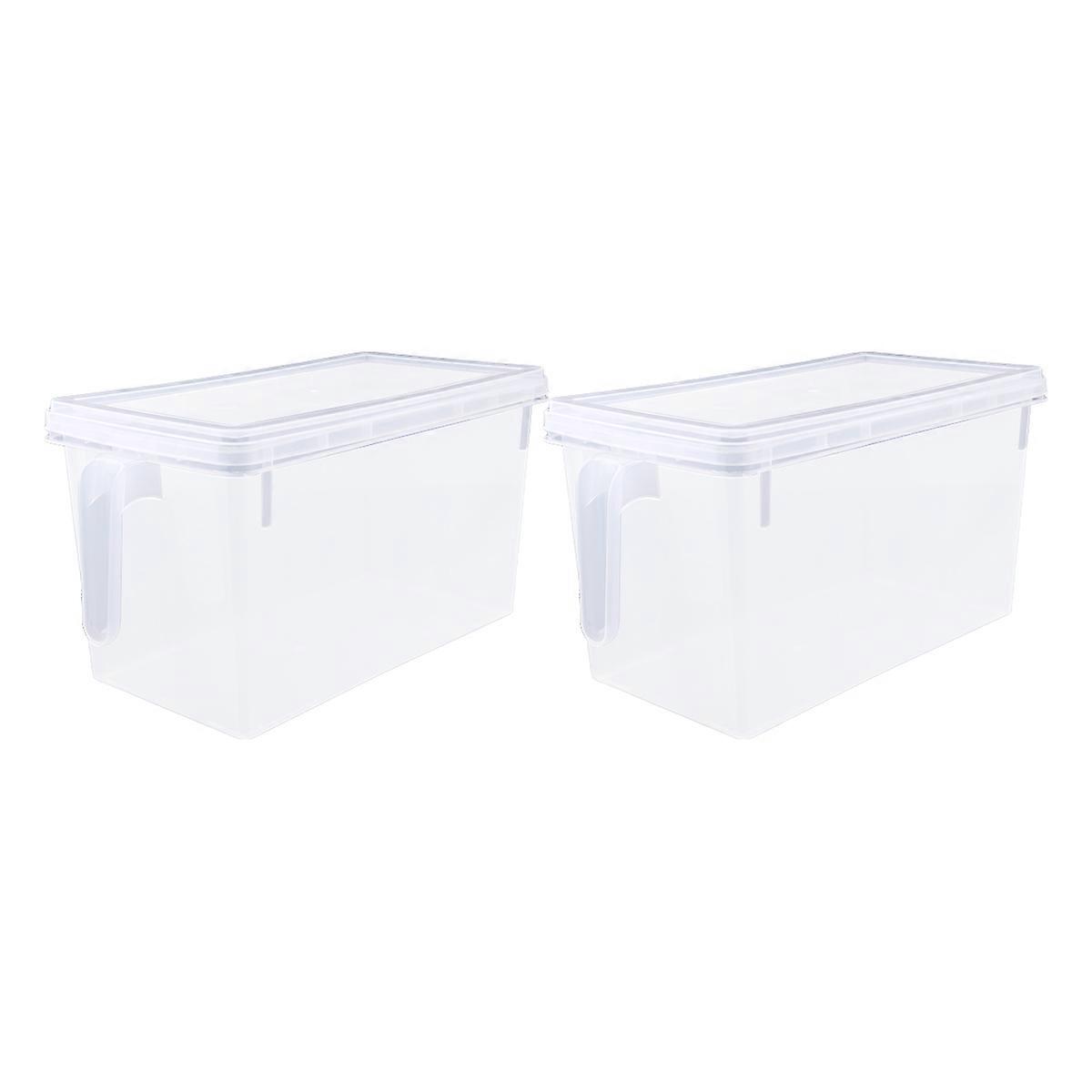 Bins With Lids 2Pack Transparent Plastic Storage Container For Refrigerator Use 4.7L Rectangular Food Storage