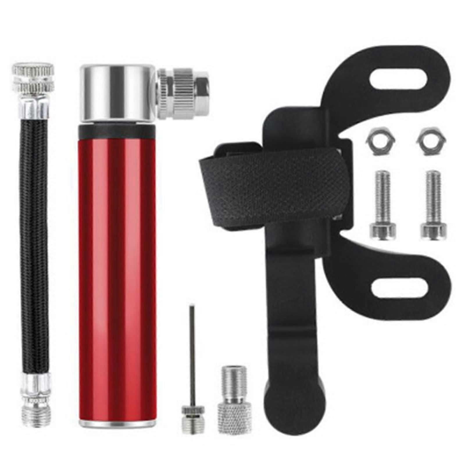 Portable Aluminum Alloy 120psi Bicycle Pump for Mountain Bikes, with Cycle Gas Needle Lighter, Red