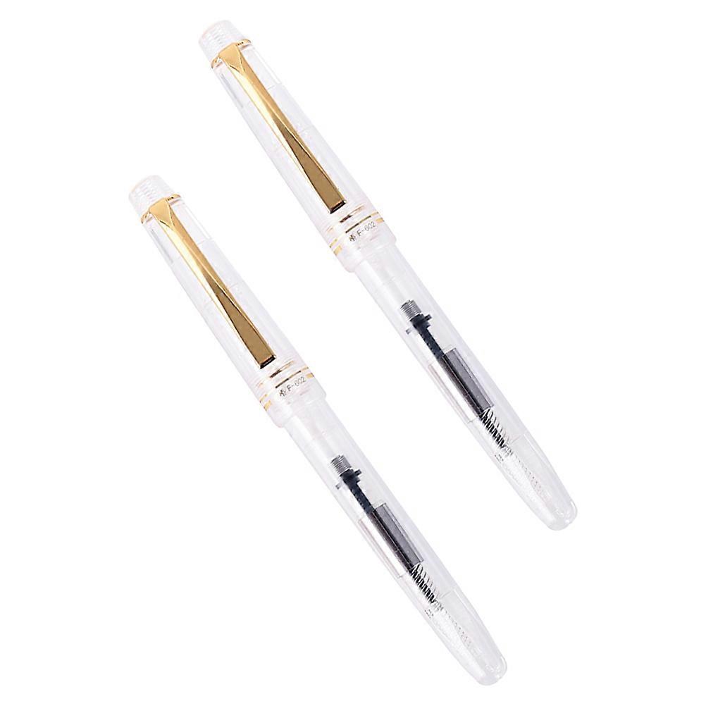 Transparent Brush Fountain Pen for Calligraphy Writing 2Pcs for Beginner Use