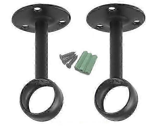 Halter für Vorhangstange, Deckenhalterung, 2er-Pack, Schwarz