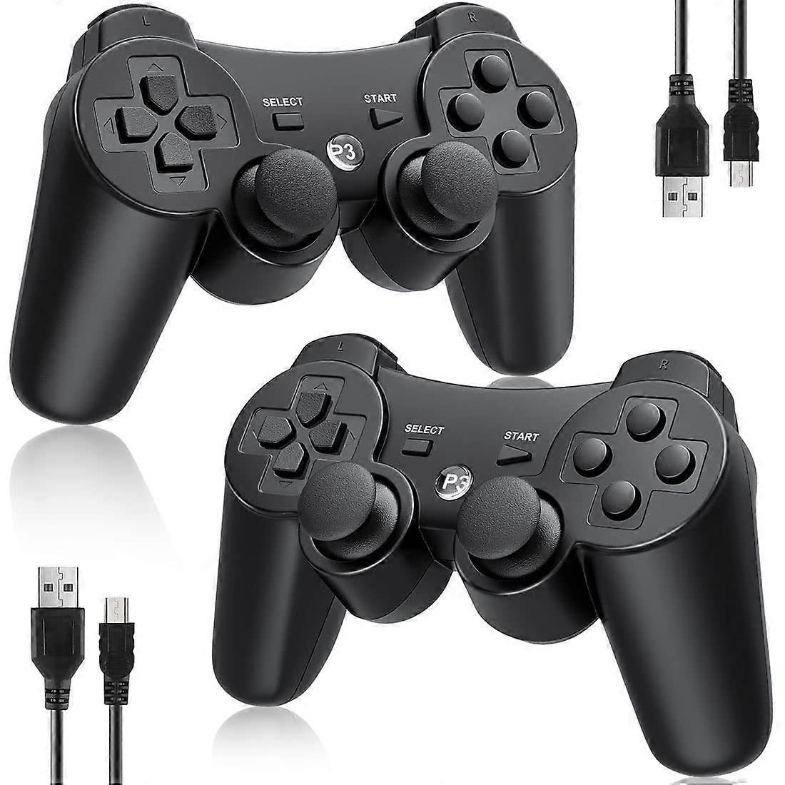 Controller 2 Pack for PS3 Wireless Controller for Sony Playstation 3, Double Shock 3, Bluetooth, Rechargeable, Motion Se