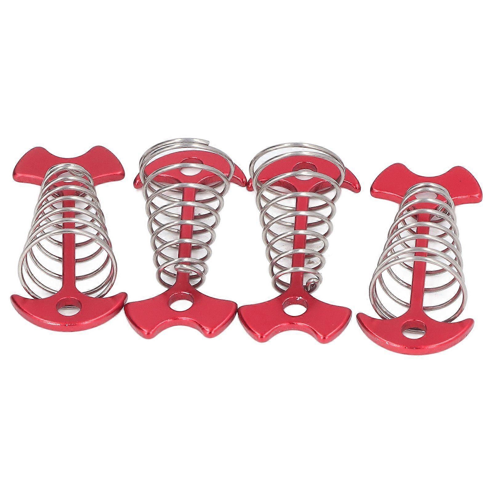 4 قطع عظم السمكة خيمة المسامير سبائك الألومنيوم الفولاذ المقاوم للصدأ تمديد لوح الكلمة مظلة حصص مع الربيع الأحمر