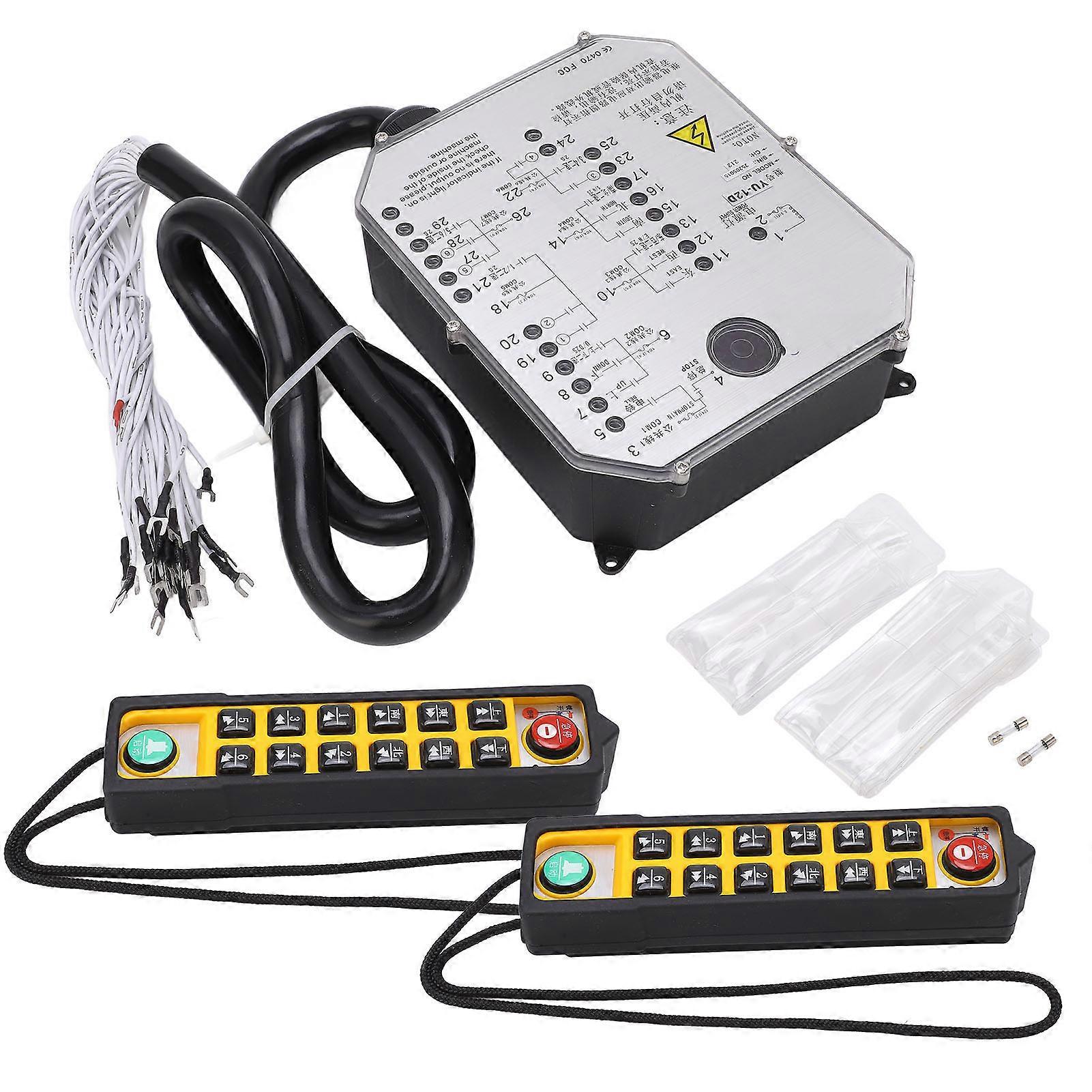 Double Handle Electric Crane Remote Controller Waterproof Industrial Transmitter Receiver AC220V
