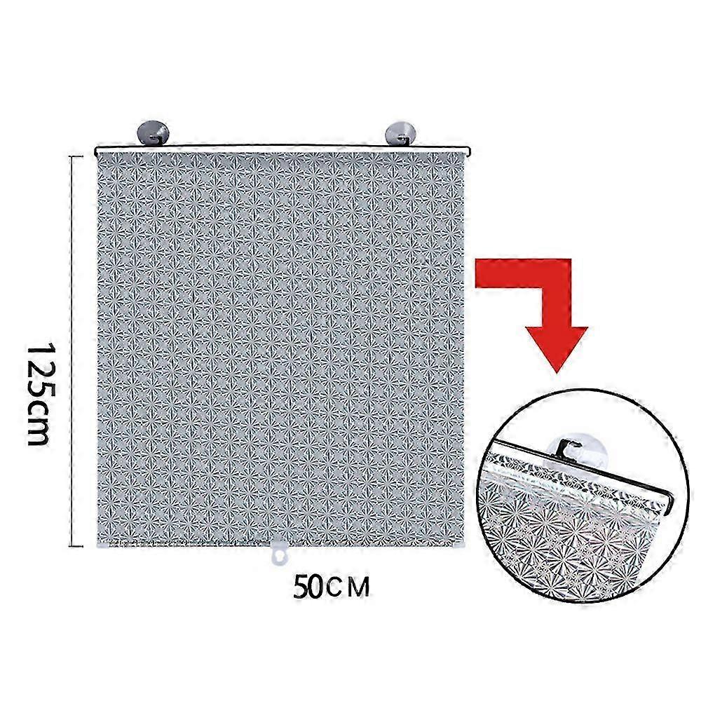 Blackout Blind Shade with Suction Cups Retractable Windshield Sun Shade50x125cmSilver SZRH A-B