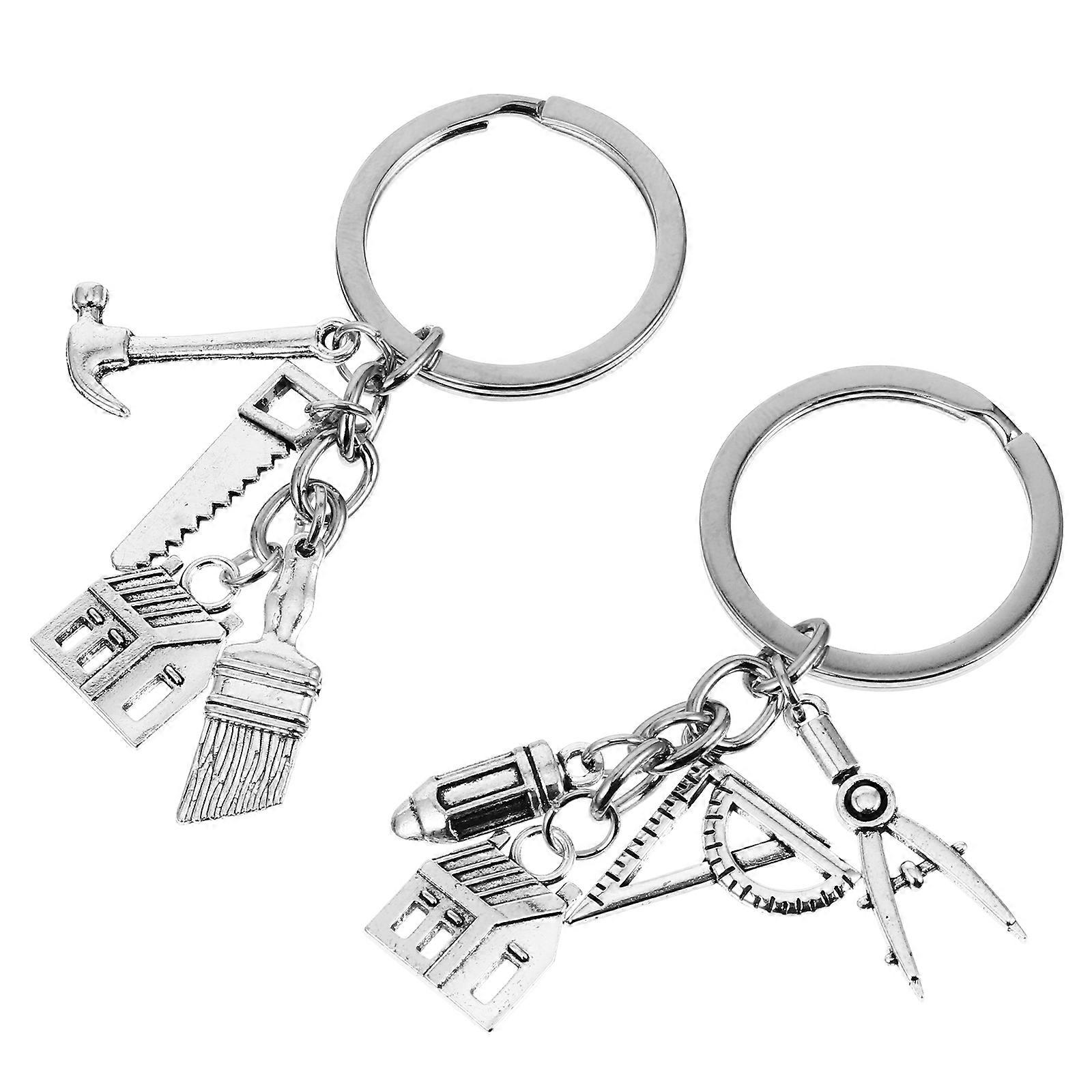 2pcs Funny Key Chains Bag Keys Hanging Pendant Decorative Keychains (Silver)