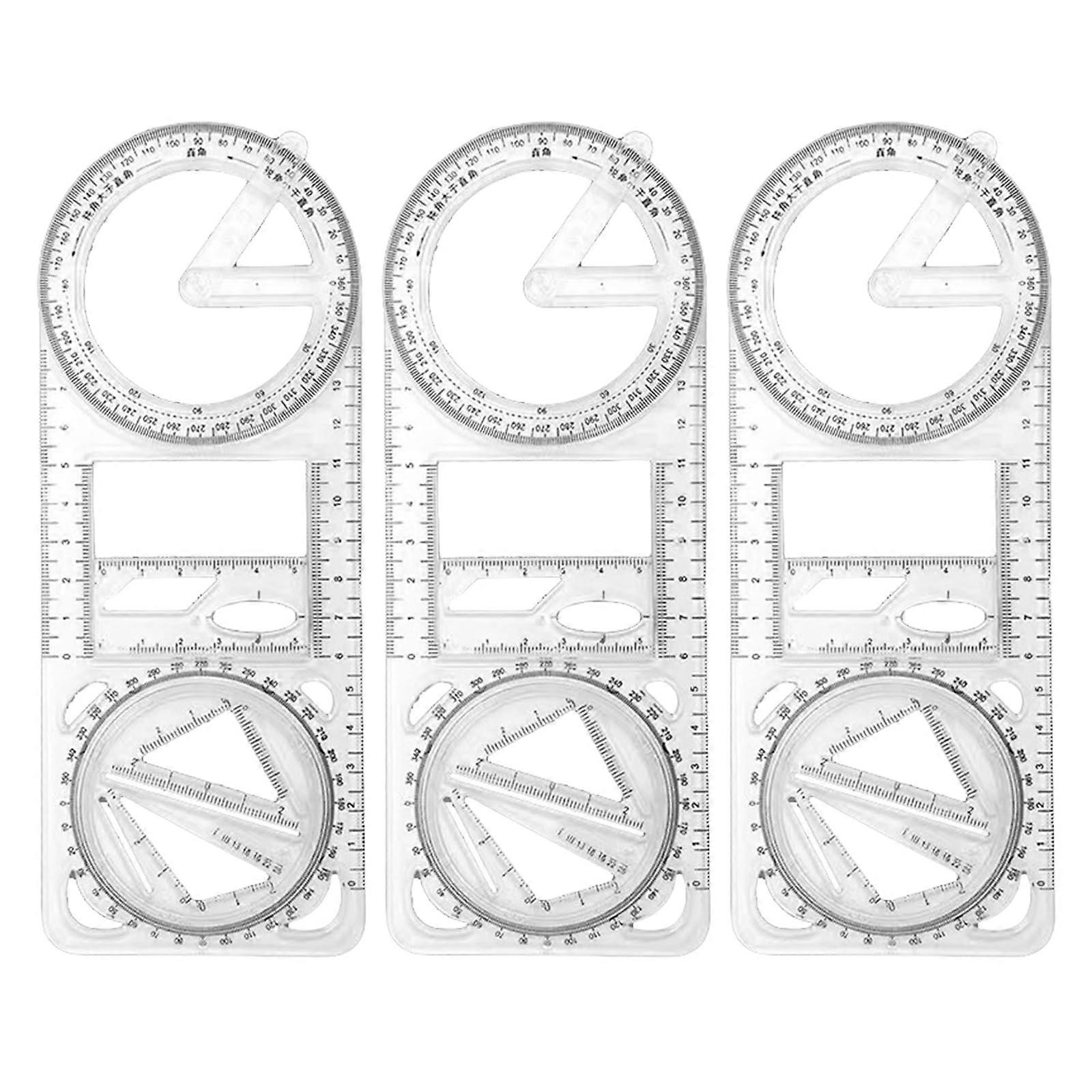1/2/3 PCS Geometric Ruler Drawing Template Ruler Measuring Ruler Geometric Design Tool School Supplies 3 packs