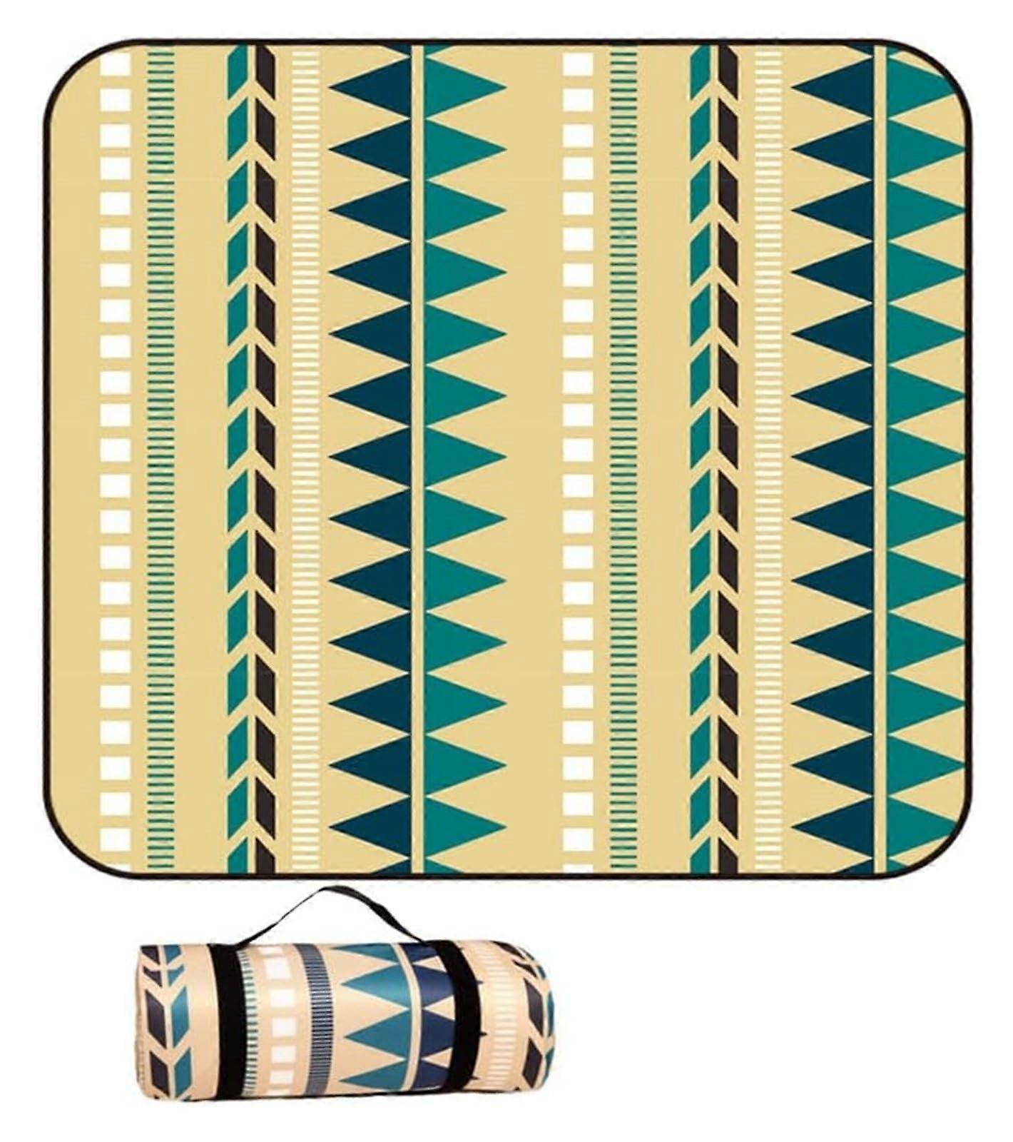 Picnic blanket, waterproof, sandproof, large, washable, foldable (Camel Geometric, 150x130 cm)