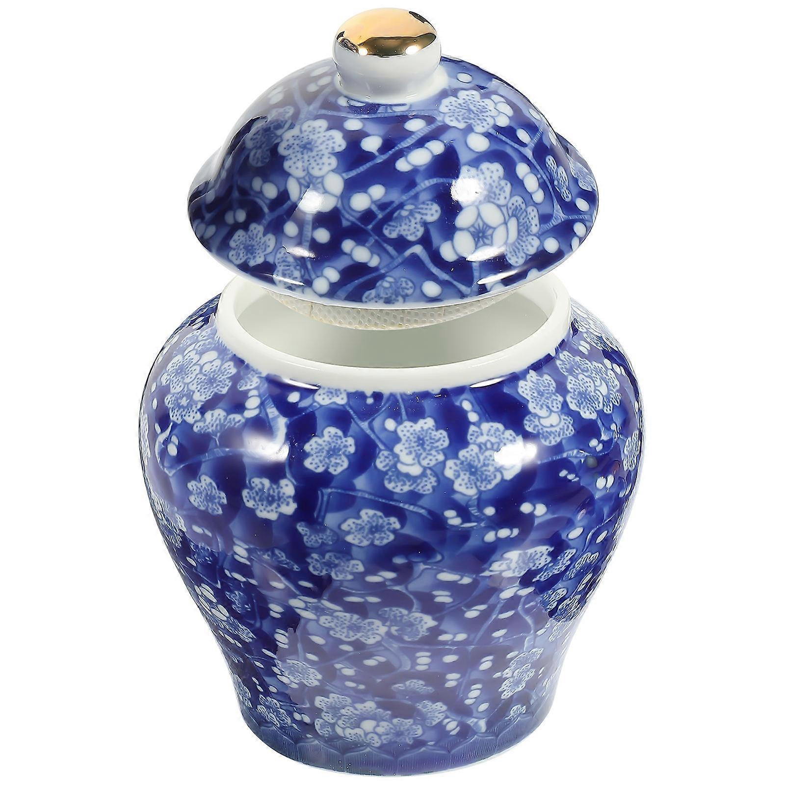 Airtight Ceramic Tea Canister with Lid – Vintage Porcelain Storage Jar for Tea, Grains, Dry Food, and Cereal with Moisture Resistant Design for