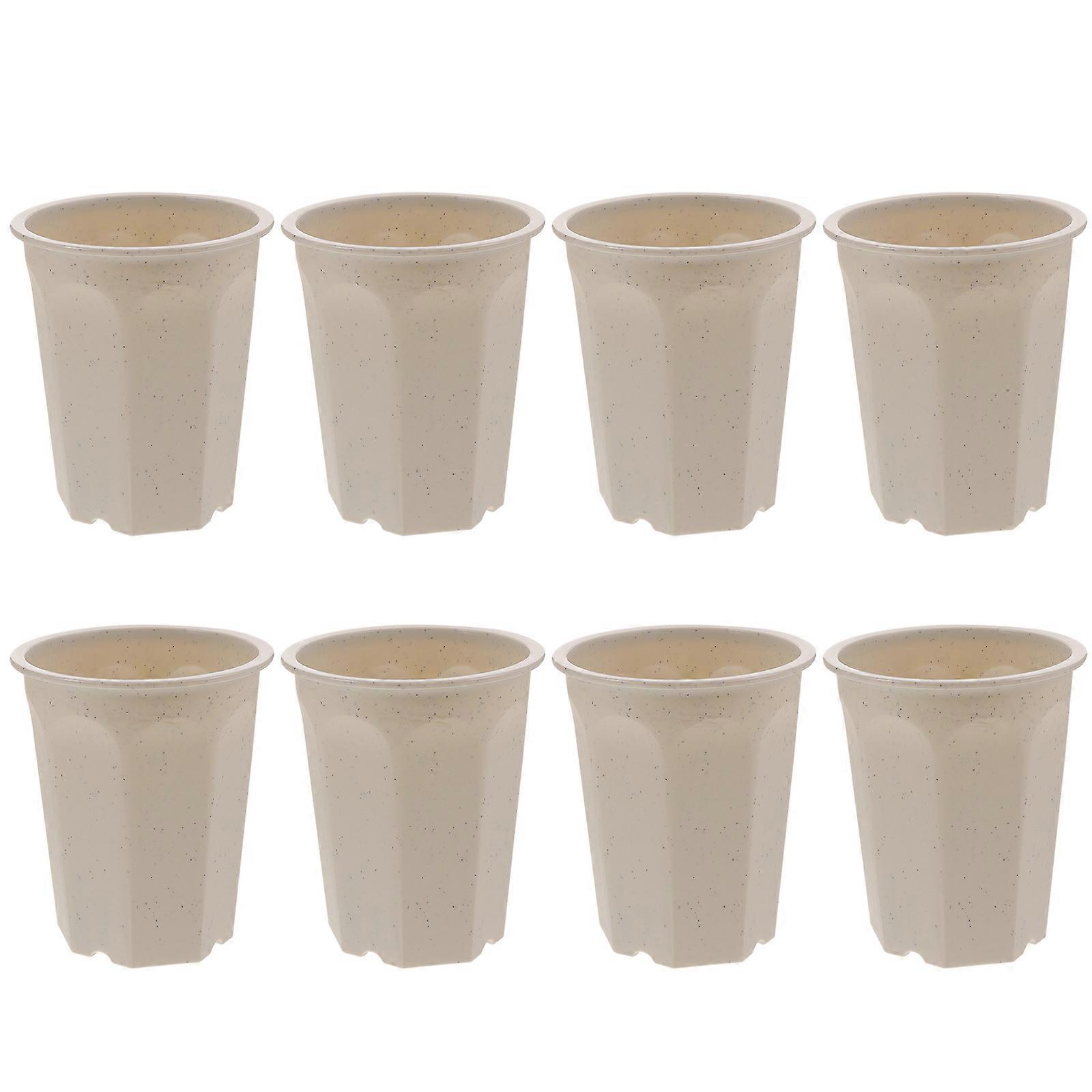 White Plastic Nursery Pots with Stable Grip and Drainage Design for Kids Use 8 Pcs