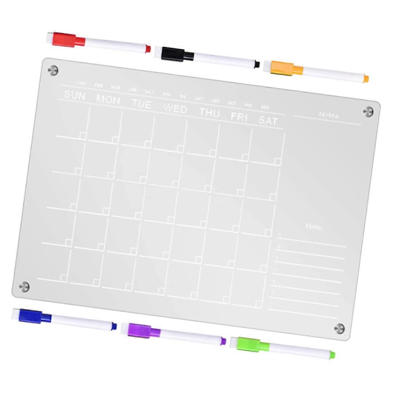 1satz Magnetic Acrylic Memo Board with Erasable Markers, Weekly Planner for Refrigerator, Reusable Office and Home Organizer